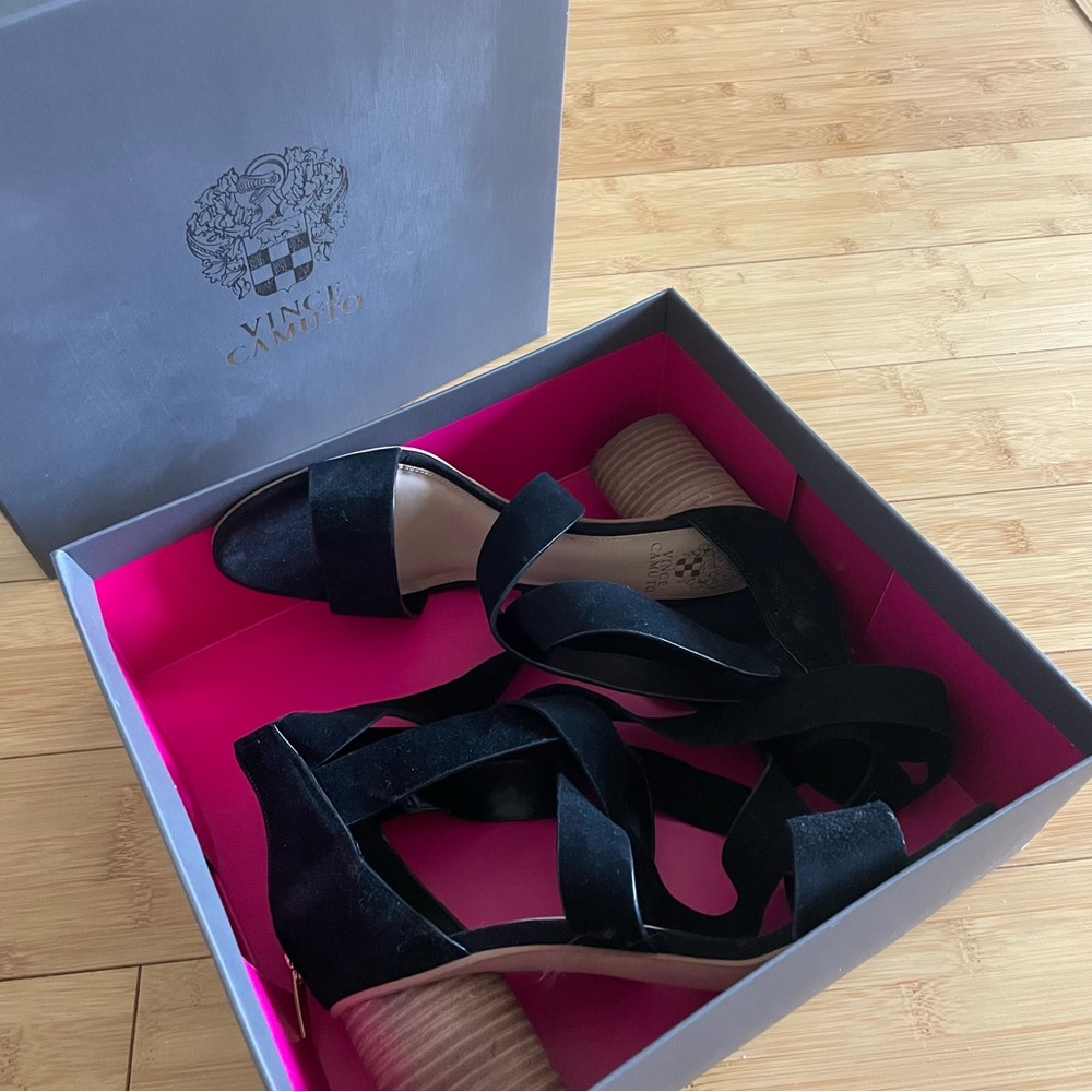Vince Camuto Lace Up Black Heels Womens 9.5